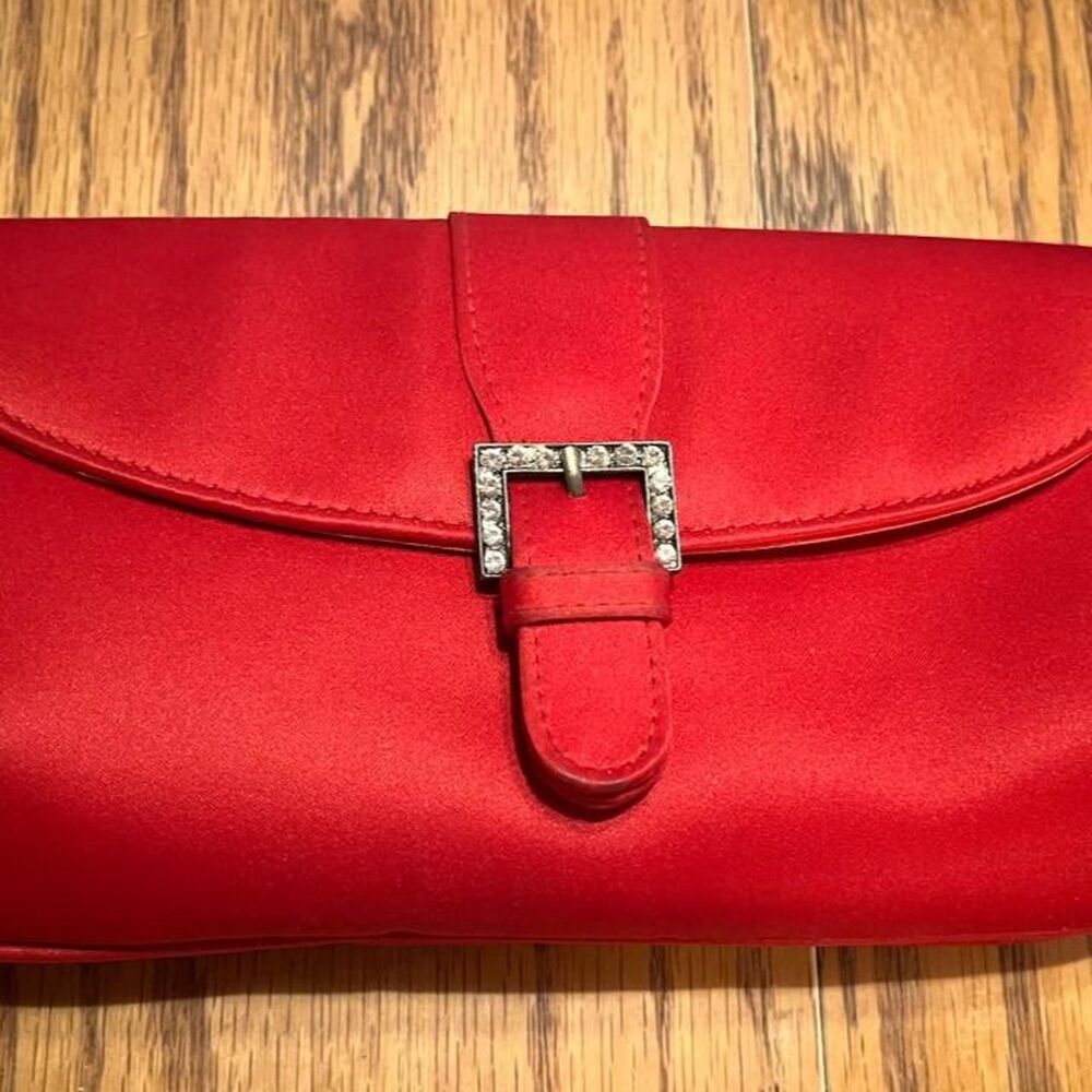 Lord-Taylor Women's Red Satin Clutch Evening Bag